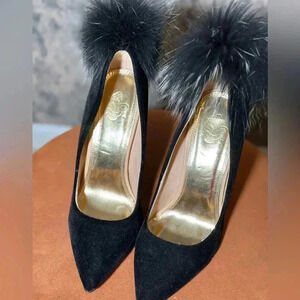 Black velvet heels size 10